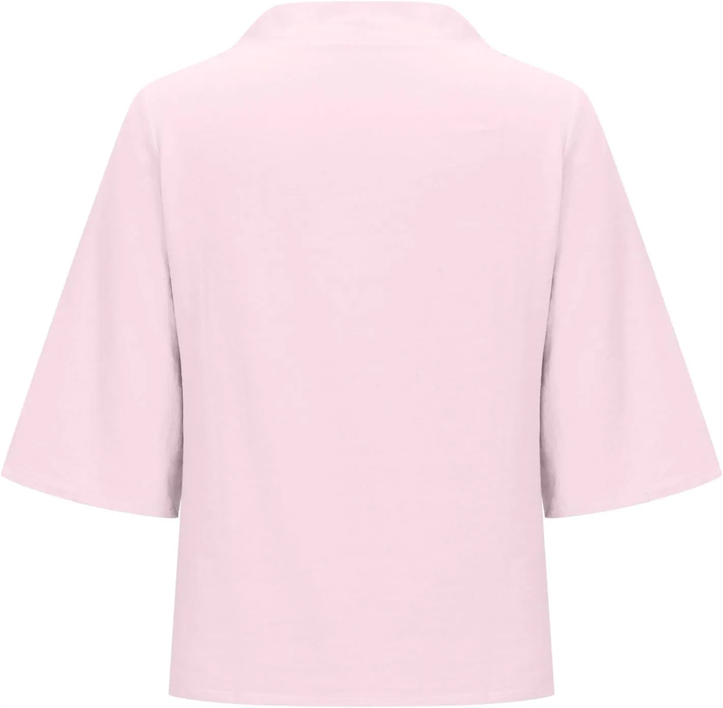 2025 Spring Summer Cotton Linen Shirts V-Neck Short Sleeve Tops Dressy Casual Plain Blouse Loose Comfy Tees Tunics