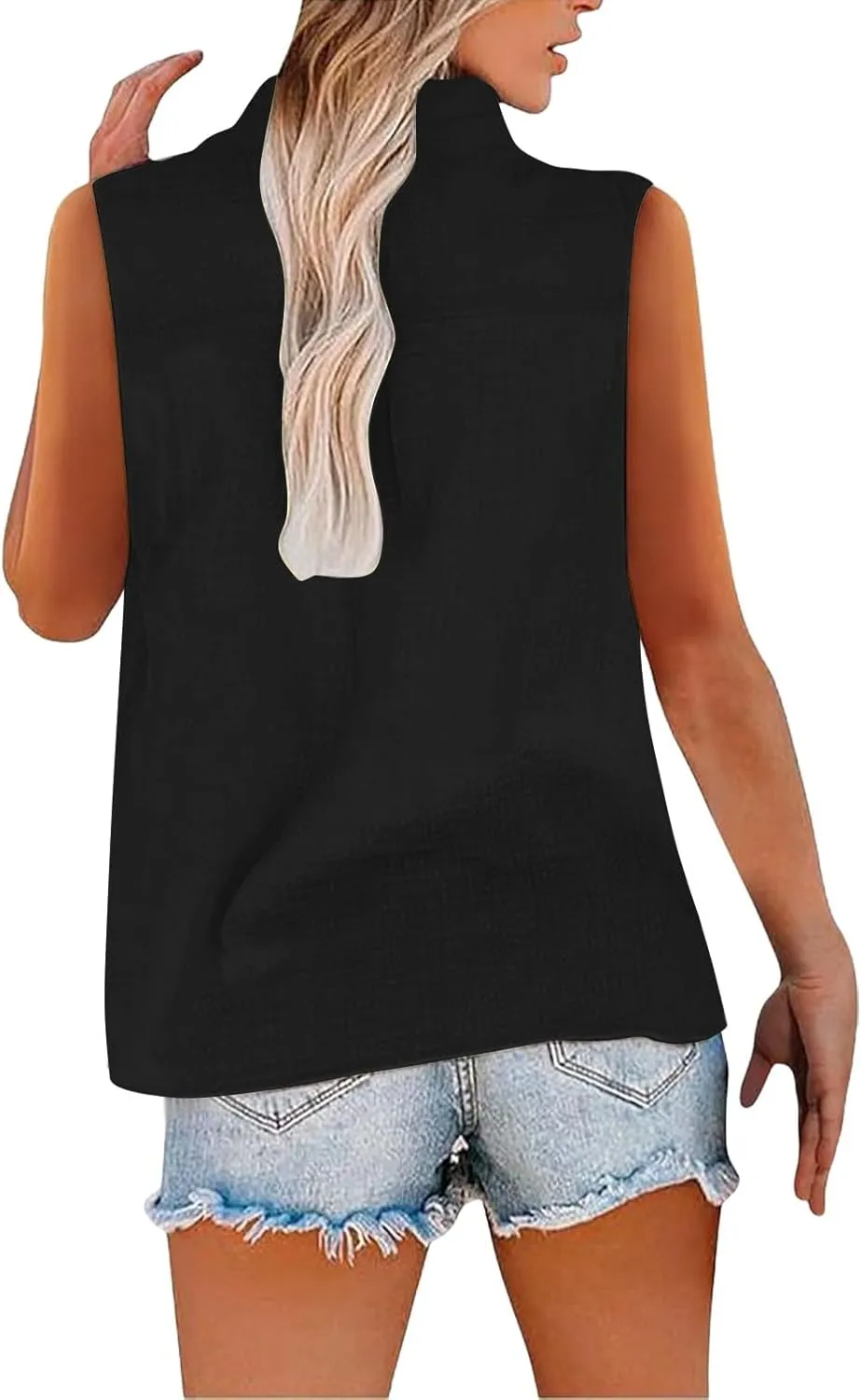2025 Summer V Neck Button Down Cotton Linen Tank Top for Women Trendy Casual Sleeveless Shirt Beach Vacation Camisole Outfit
