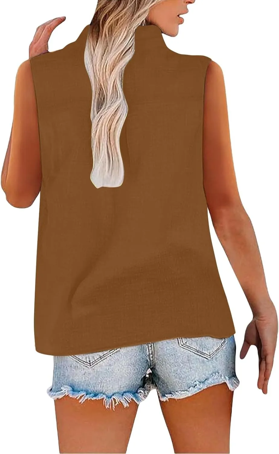 2025 Summer V Neck Button Down Cotton Linen Tank Top for Women Trendy Casual Sleeveless Shirt Beach Vacation Camisole Outfit