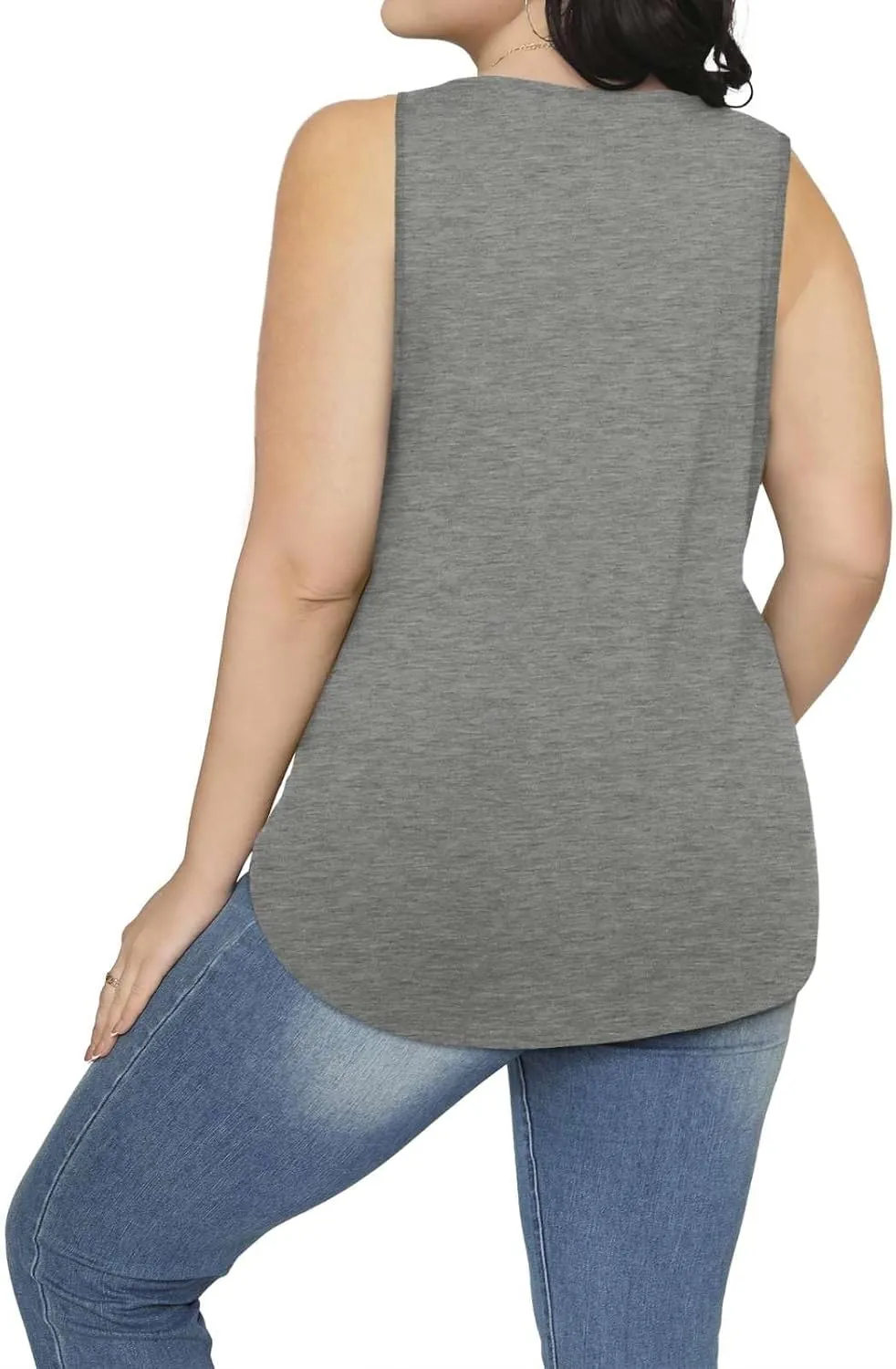 2025 Women's Summer Tank Tops Dressy Casual Sleeveless Holiday Shirts Loose Fit Pleated Front Plus Size Tunic Blouses