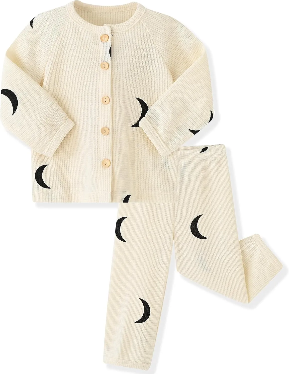 ACESTAR Unisex Baby and Toddler 2 Piece Waffle Knit Pajama Sets Long Sleeve Button Down Pjs Kids Matching Lounge Set