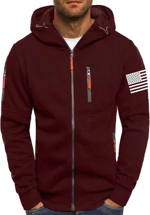 American Flag Hoodies for Men Zip up Lightweight Hoodie Sweatshirt Casual Fashion Jackets Fall Top with Zipper Pocket