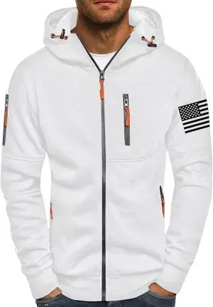 American Flag Hoodies for Men Zip up Lightweight Hoodie Sweatshirt Casual Fashion Jackets Fall Top with Zipper Pocket
