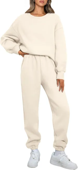 AUTOMET Womens 2 Piece Outfits Sweatsuit Oversized Sweatshirt Lounge Sets Baggy Sweatpants Fall Fashion with Pockets