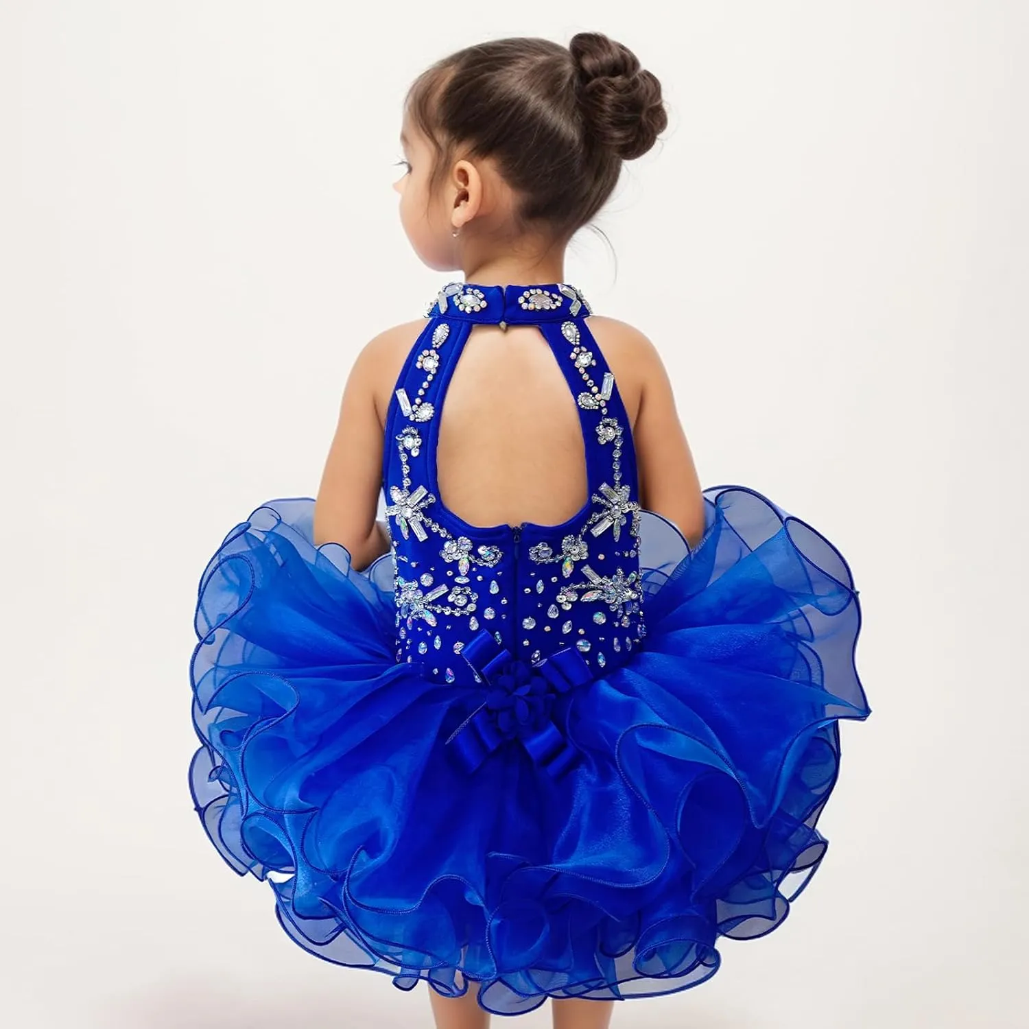 Baby Girls Handmade Beaded Dresses Pageant Dress Birthday Dresses infent Princess Dress