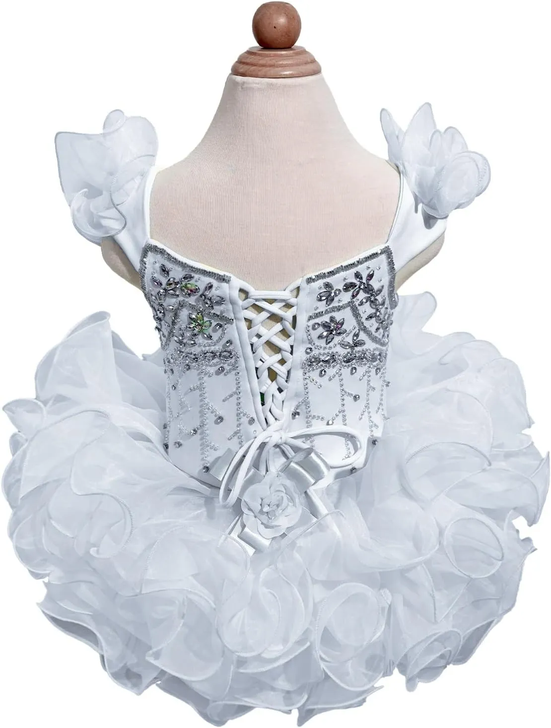 Baby Girls Handmade Beaded Dresses Pageant Dress Birthday Dresses infent Princess Dress