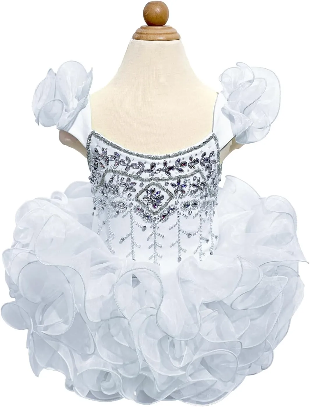 Baby Girls Handmade Beaded Dresses Pageant Dress Birthday Dresses infent Princess Dress
