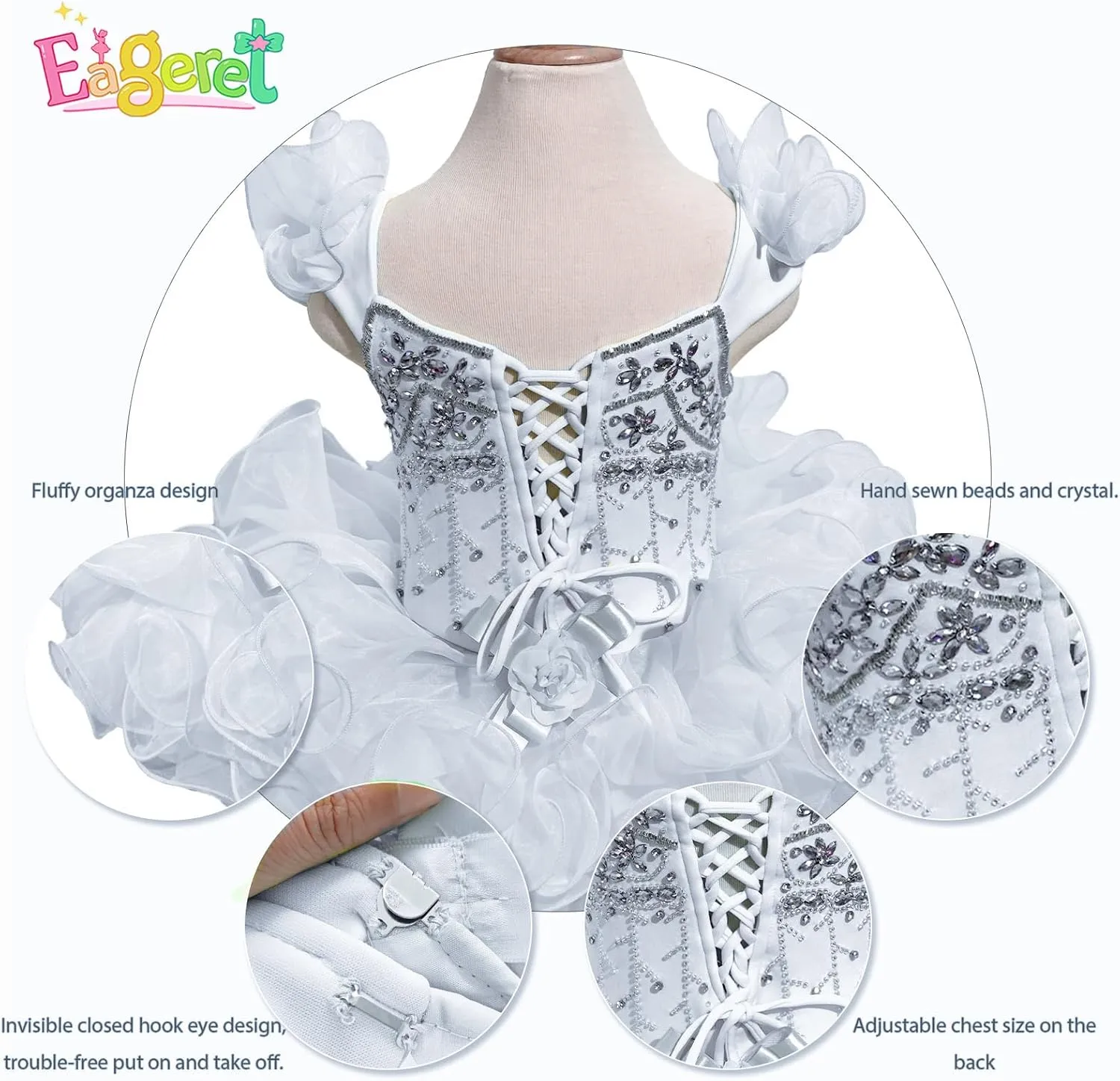 Baby Girls Handmade Beaded Dresses Pageant Dress Birthday Dresses infent Princess Dress
