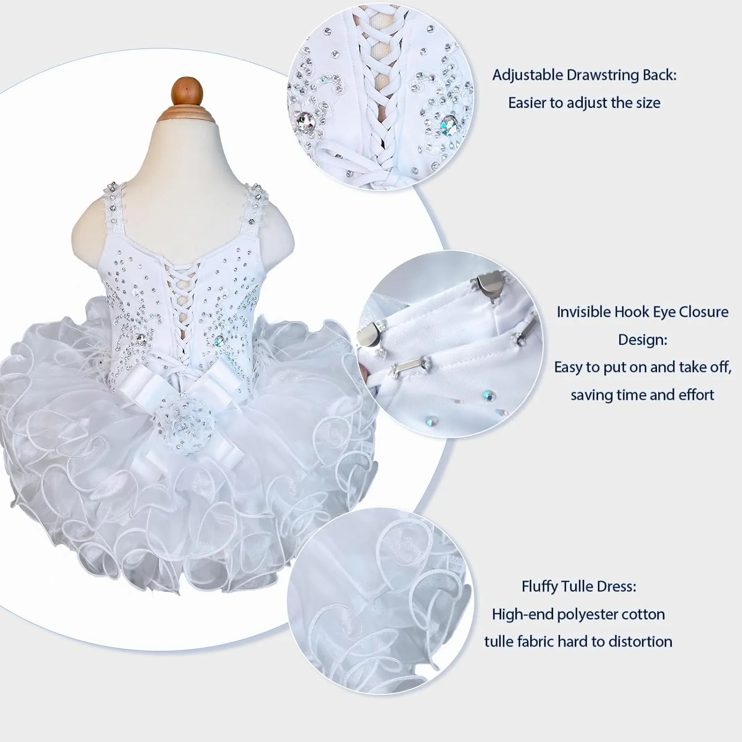 Baby Girls Handmade Beaded Dresses Pageant Dress Birthday Dresses infent Princess Dress