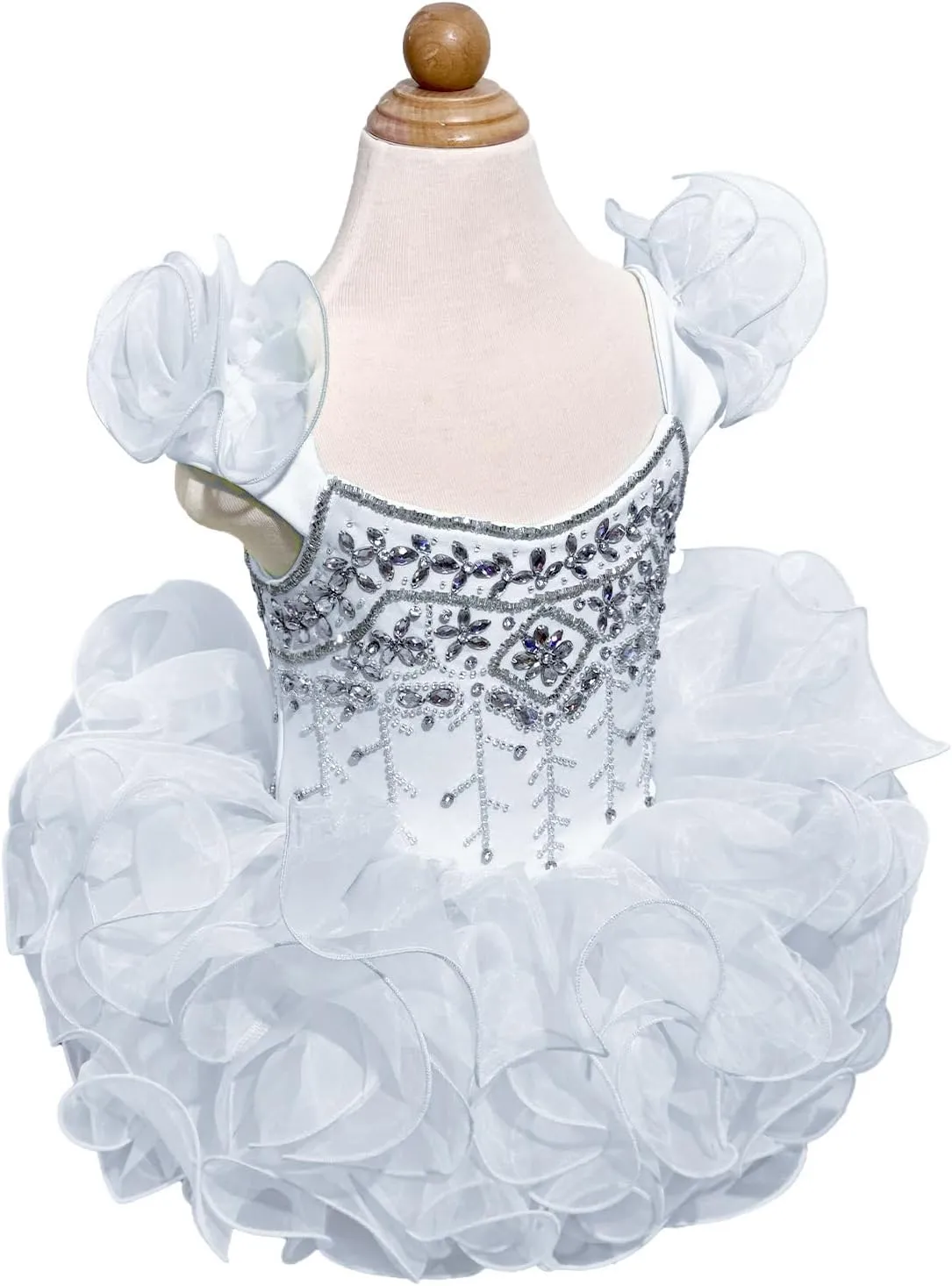 Baby Girls Handmade Beaded Dresses Pageant Dress Birthday Dresses infent Princess Dress