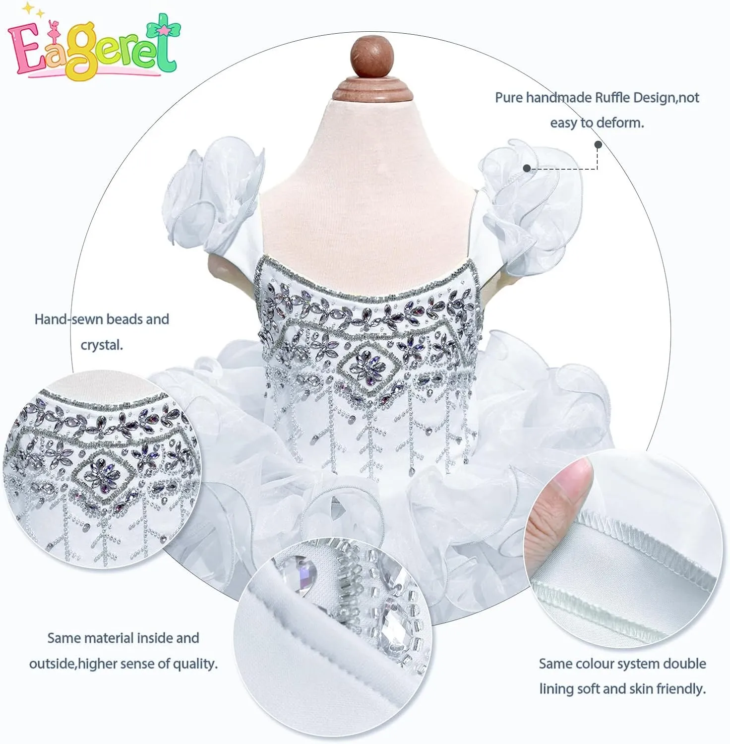 Baby Girls Handmade Beaded Dresses Pageant Dress Birthday Dresses infent Princess Dress