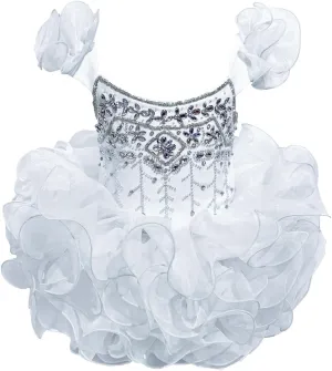 Baby Girls Handmade Beaded Dresses Pageant Dress Birthday Dresses infent Princess Dress
