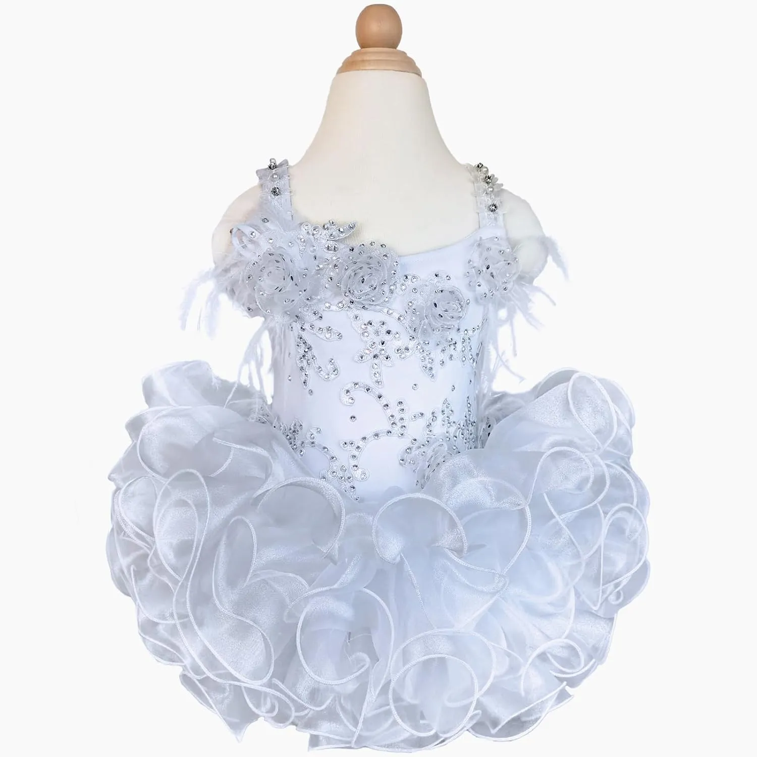 Baby Girls Handmade Beaded Dresses Pageant Dress Birthday Dresses infent Princess Dress