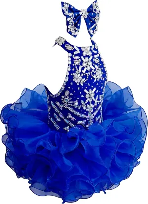 Baby Girls Handmade Beaded Dresses Pageant Dress Birthday Dresses infent Princess Dress