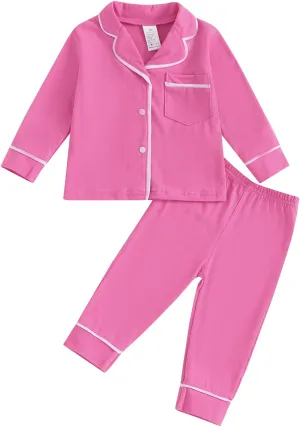 Balaflyie Baby Button Down Pajamas Set Shirt and Pants Toddler Cotton Pjs Long Sleeve Sleepwear