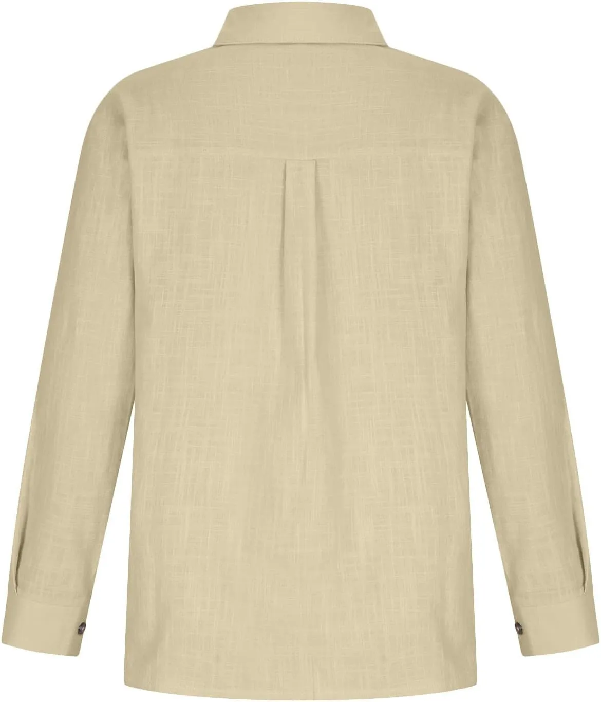 Blouses & Button-Down Shirts Women Lapel Long Sleeve Linen Summer Dressy Tops Loose Fit Cotton Cardigan Tunics