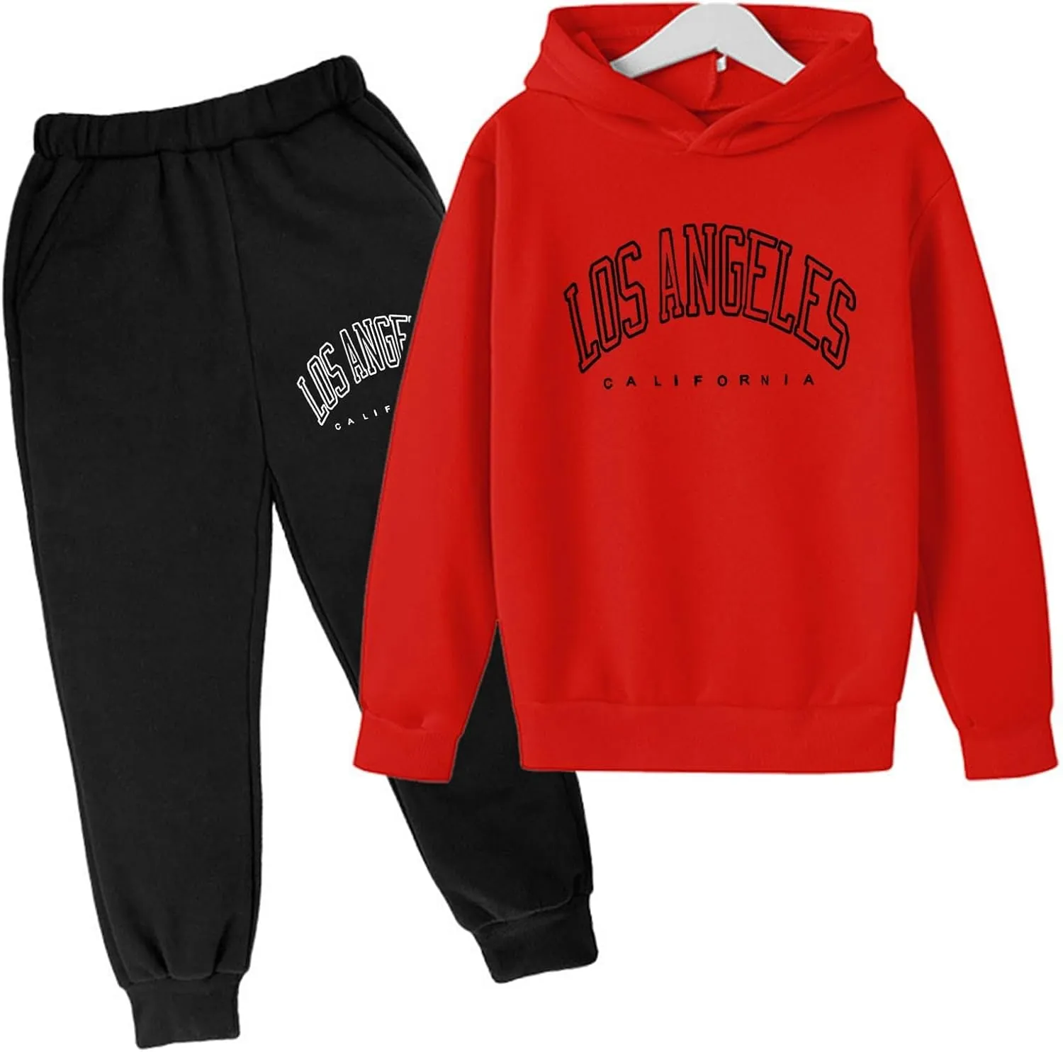 Boys Los Angeles Hoodie and Jogger Pants Set Comfortable Stylish 2 Piece Outfit for Casual Everyday Clothing