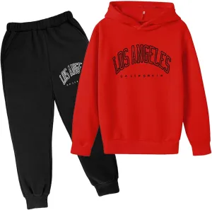 Boys Los Angeles Hoodie and Jogger Pants Set Comfortable Stylish 2 Piece Outfit for Casual Everyday Clothing