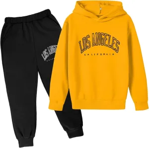 Boys Los Angeles Hoodie and Jogger Pants Set Comfortable Stylish 2 Piece Outfit for Casual Everyday Clothing