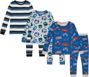Boys’ Pajama Sets Snug Fit Long Sleeve Tops & Sleep Pants – Soft Kids Sleepwear in Sizes 3T-12 with Fun Prints