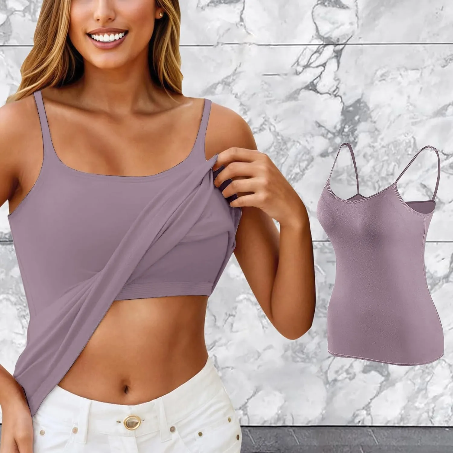 Camisole Tops for Women Summer Adjustable Strap Padded Tank Top Wtih Shelf Bra Workout Yoga Shirts