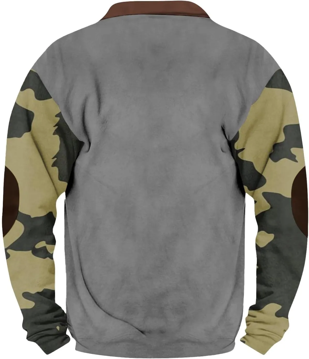 Camo Long Sleeve Shirt Men Trendy Vintage Print Pullover Sweatshirt Quarter Zip Henley Shirts Casual V Neck Tops