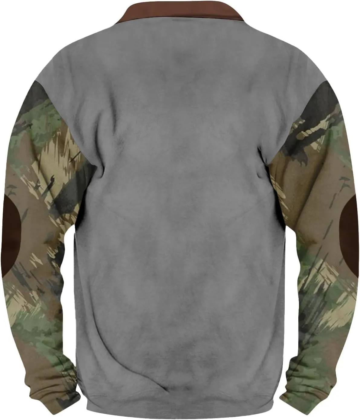 Camo Long Sleeve Shirt Men Trendy Vintage Print Pullover Sweatshirt Quarter Zip Henley Shirts Casual V Neck Tops