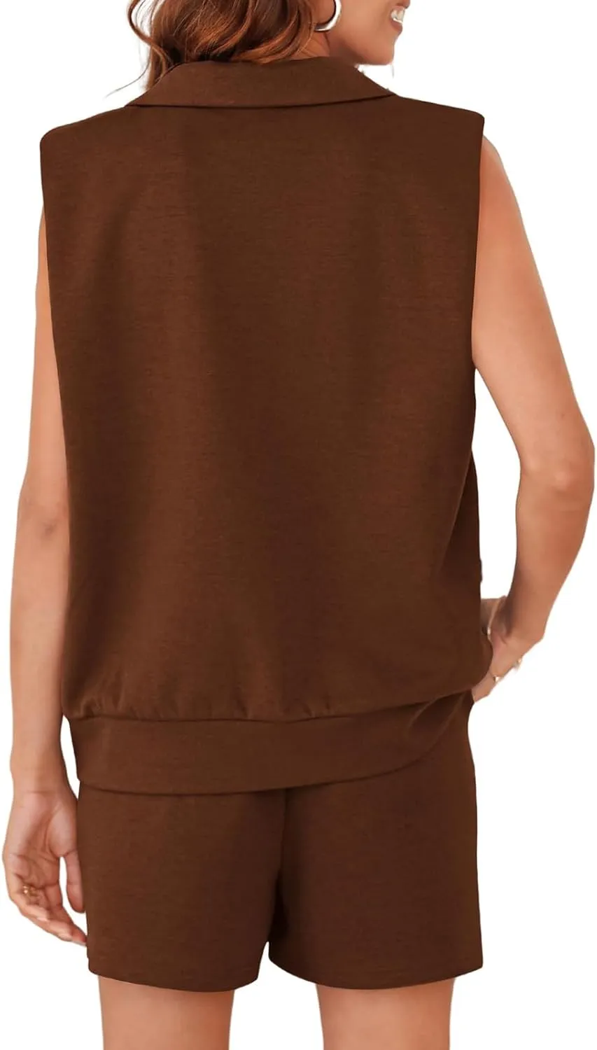 Canbebig Womens Summer 2 Piece Outfits Lounge Sweatsuits Sleeveless V Neck Top Tank and High Waisted Shorts with Pockets