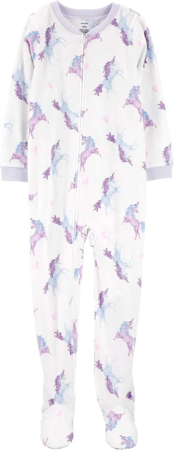 Carter's Big Girls Footed Microfleece PJ's Sleeper Pajamas