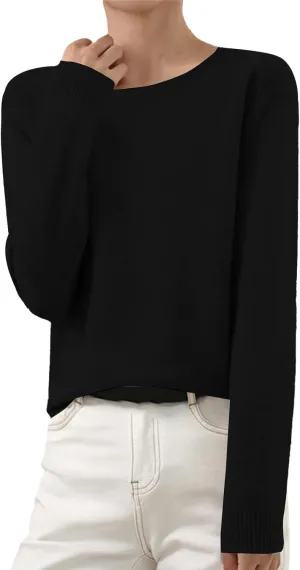 Cashmere Sweaters for Women Thin Lightweight Crewneck Sweaters Soft Wool Plain Crop Sweater Light Weight Sweaters