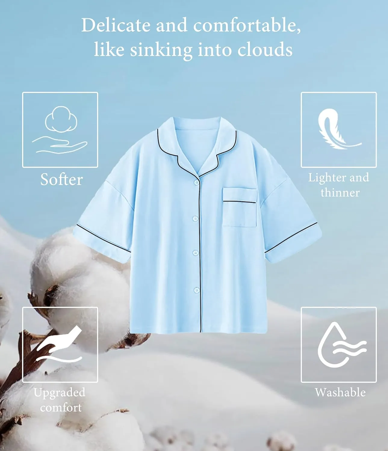 CF 100% Cotton Capri Pajama Sets for Women 2 Piece Soft Button Down Pj Sets Short Sleeve Sleepwear and Capri Pants