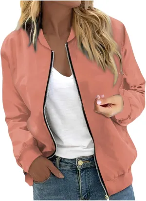 ChicCrate Bomber Jacket Women 2025 Long Sleeve Stand Collar Fall Jackets Lightweight Causal Floral Zip Up Coats