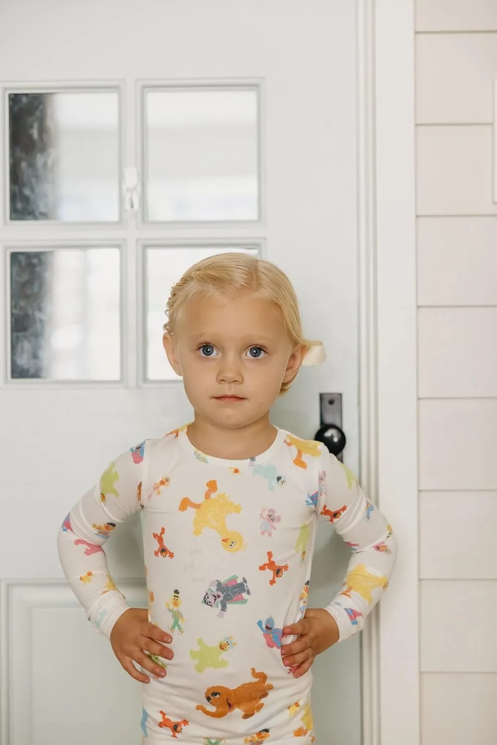 Copper Pearl Two Piece Long Sleeve Toddler Pajamas PJ Sets for Boys and Girls - Adorable Pattern Pajamas, Breathable Fabric to Keep Cool While Sleeping, Sizes 12 Months to 5T - Sesame Friends