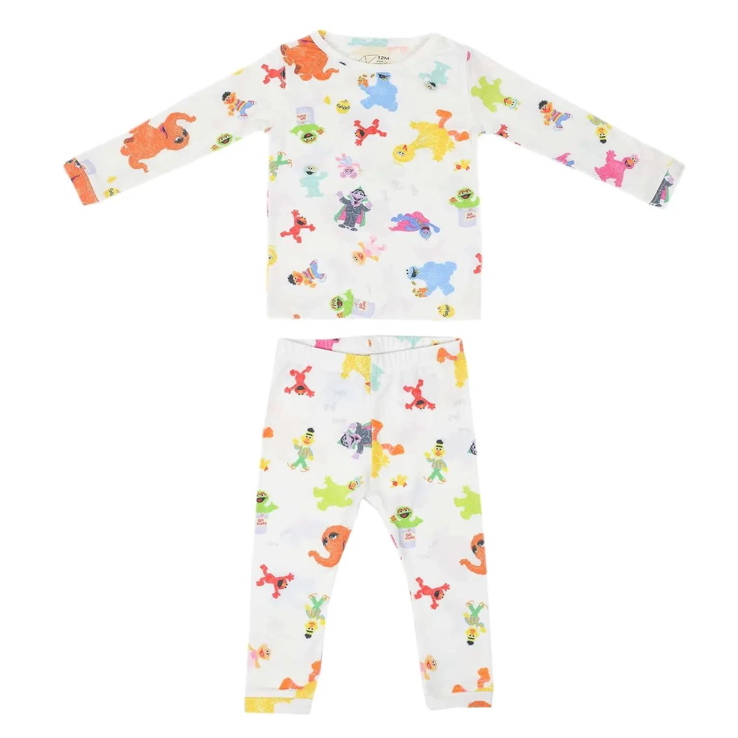 Copper Pearl Two Piece Long Sleeve Toddler Pajamas PJ Sets for Boys and Girls - Adorable Pattern Pajamas, Breathable Fabric to Keep Cool While Sleeping, Sizes 12 Months to 5T - Sesame Friends
