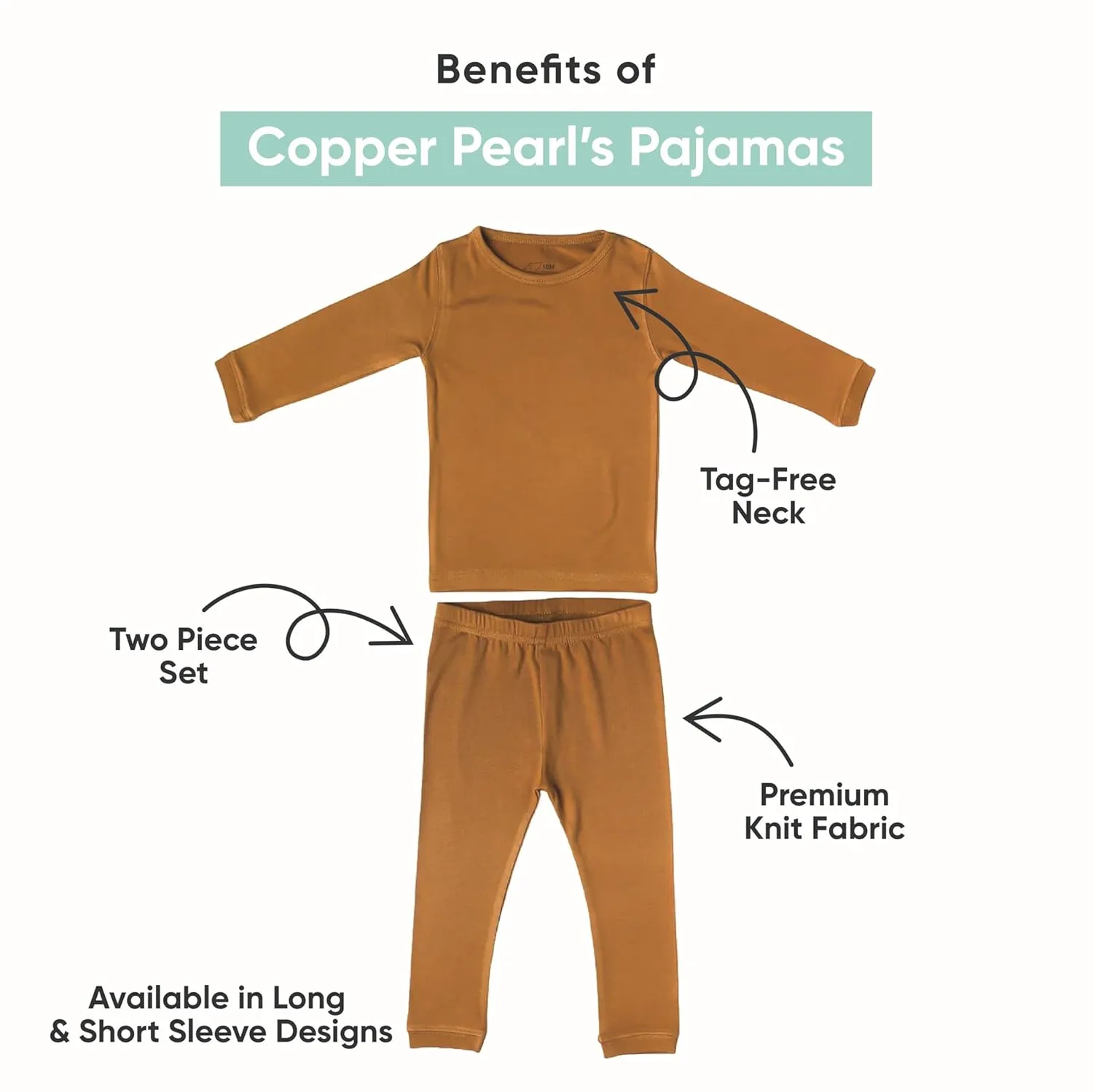 Copper Pearl Two Piece Long Sleeve Toddler Pajamas PJ Sets for Boys and Girls - Adorable Pattern Pajamas, Breathable Fabric to Keep Cool While Sleeping, Sizes 12 Months to 5T - Wizarding World™