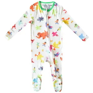 Copper Pearl Zip-Up Footie Baby Pajamas: Ultra-Soft Boys Pajamas and Girls Pajamas, Premium Knit Fabric in Stylish Prints, Tag-Free with Two-Way Zipper, Sized Newborn to 24 Months, Sesame Friends