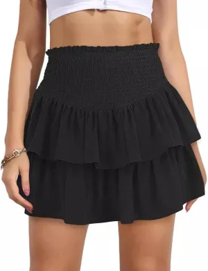 Cute Mini Lace Skirts for Women Pleated Skirt Layered Lace Trim Half Slips A-Line Puffy Flowy Party Skirt