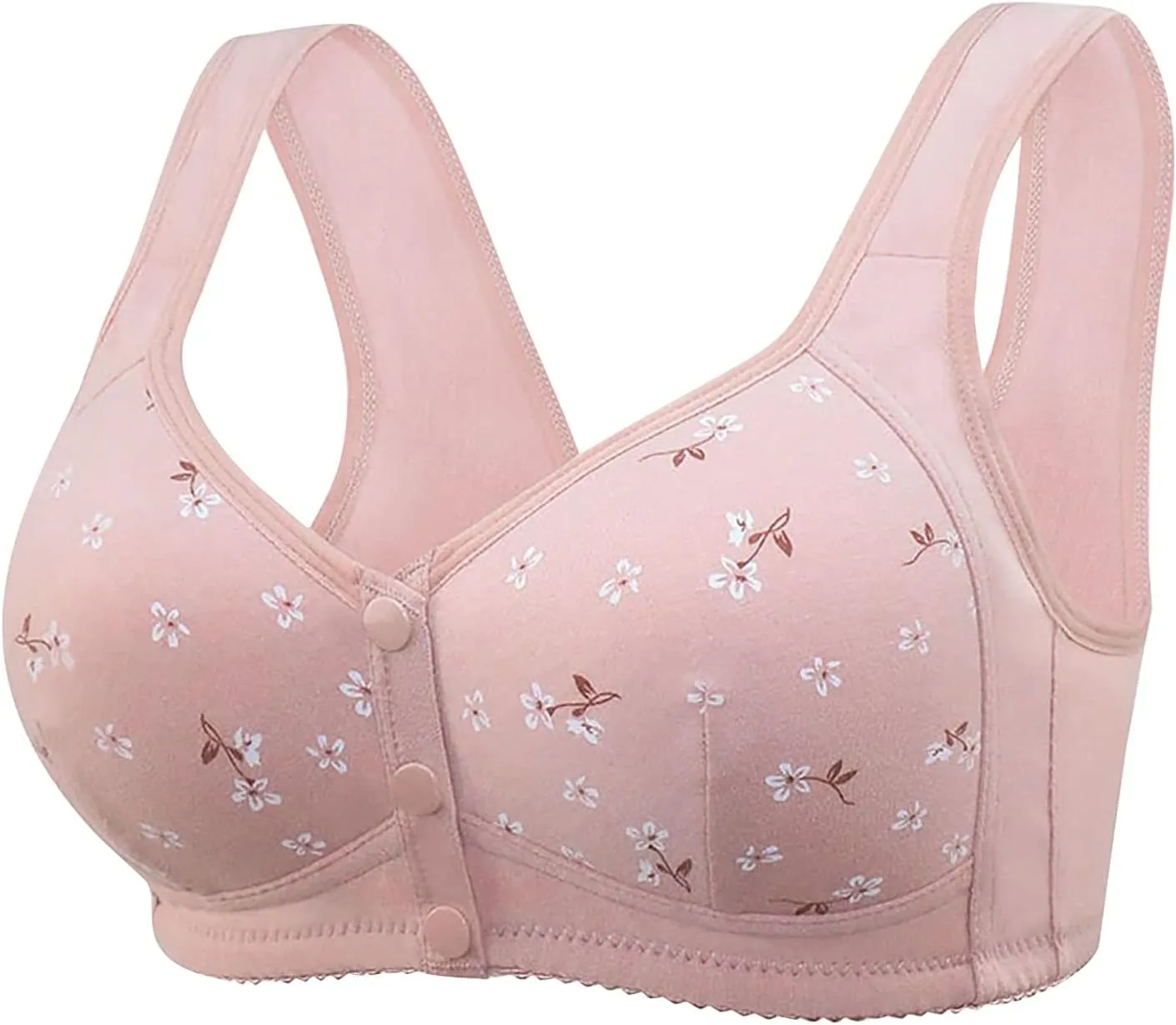Daisy Bras for Older Women,Full Coverage Breathable Everyday Bras,Front Closure No Underwire Push Up Wireless Bra