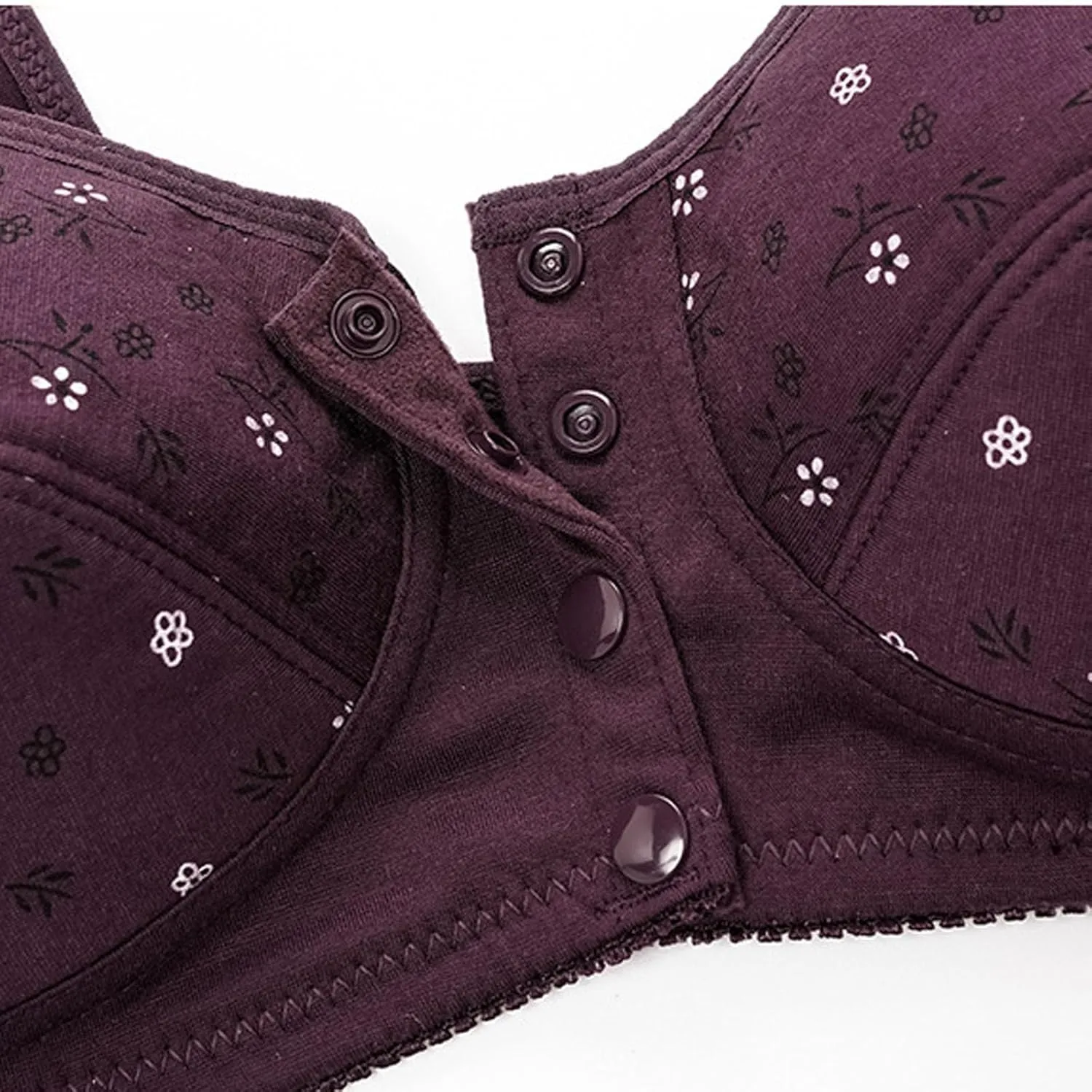 Daisy Bras for Older Women,Full Coverage Breathable Everyday Bras,Front Closure No Underwire Push Up Wireless Bra