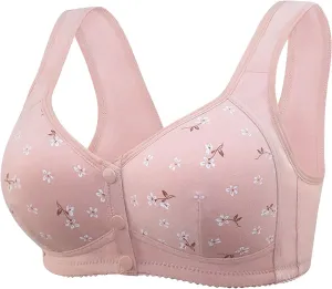 Daisy Bras for Older Women,Full Coverage Breathable Everyday Bras,Front Closure No Underwire Push Up Wireless Bra