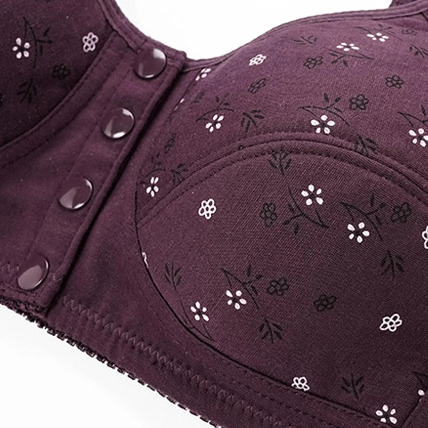 Daisy Bras for Older Women,Full Coverage Breathable Everyday Bras,Front Closure No Underwire Push Up Wireless Bra