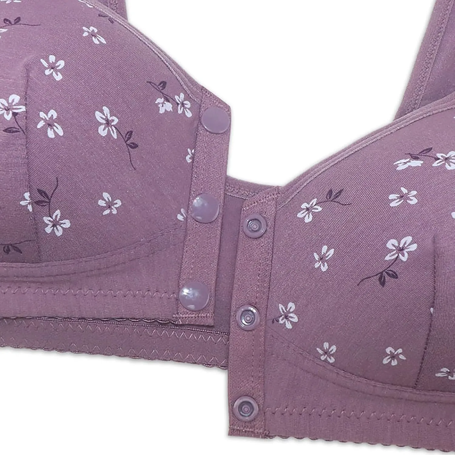 Daisy Bras for Older Women,Full Coverage Breathable Everyday Bras,Front Closure No Underwire Push Up Wireless Bra