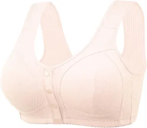 Daisy Bras for Older Women,Full Coverage Breathable Everyday Bras,Front Closure No Underwire Push Up Wireless Bra