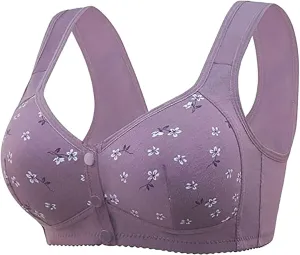 Daisy Bras for Older Women,Full Coverage Breathable Everyday Bras,Front Closure No Underwire Push Up Wireless Bra