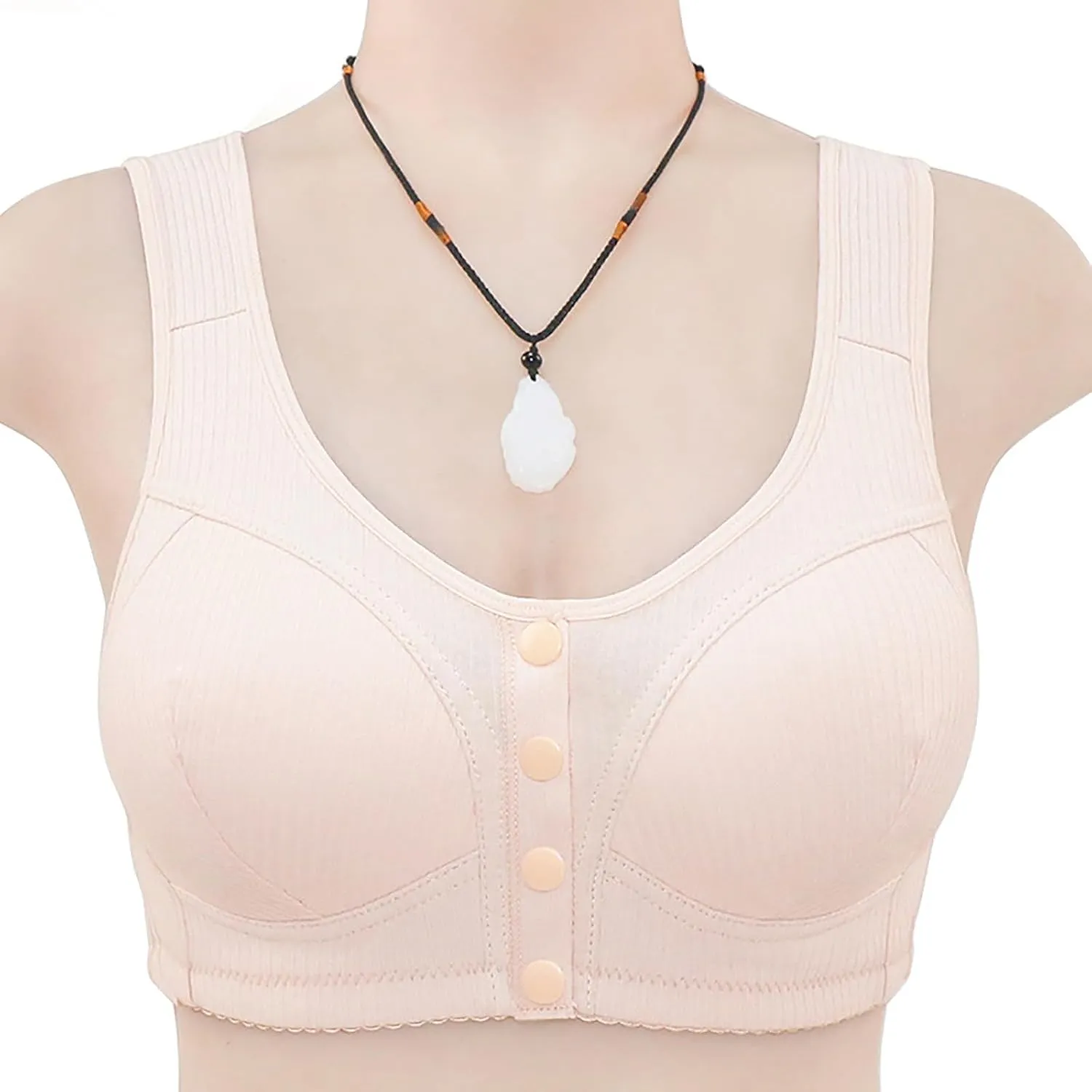 Daisy Bras for Older Women,Full Coverage Breathable Everyday Bras,Front Closure No Underwire Push Up Wireless Bra