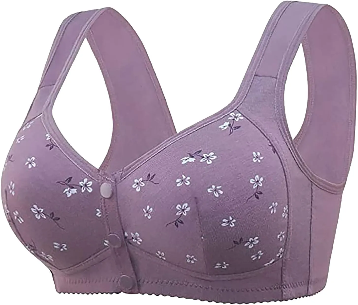 Daisy Bras for Older Women,Full Coverage Breathable Everyday Bras,Front Closure No Underwire Push Up Wireless Bra