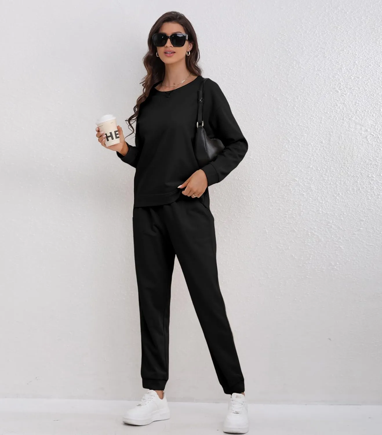DAVID ARCHY Cotton Womens Pajama Sets Soft Comfy Pajamas For Women Set Round Neck Long Sleeve Top and Pants Sleepwear