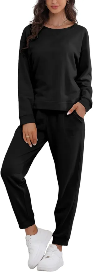 DAVID ARCHY Cotton Womens Pajama Sets Soft Comfy Pajamas For Women Set Round Neck Long Sleeve Top and Pants Sleepwear