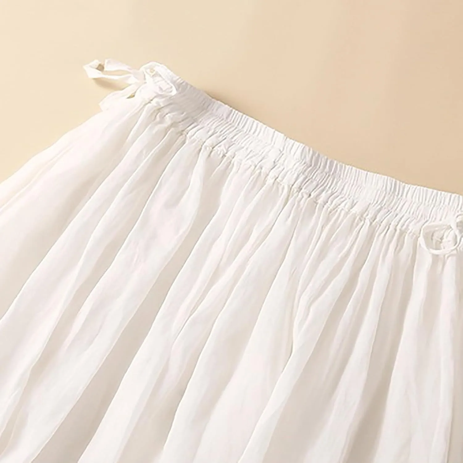 DDAPJ pyju Womens Linen A-line Maxi Skirt Double Drawstring Elastic Waist Flowy Skirts Lightweight Casual Summer Beach Skirts