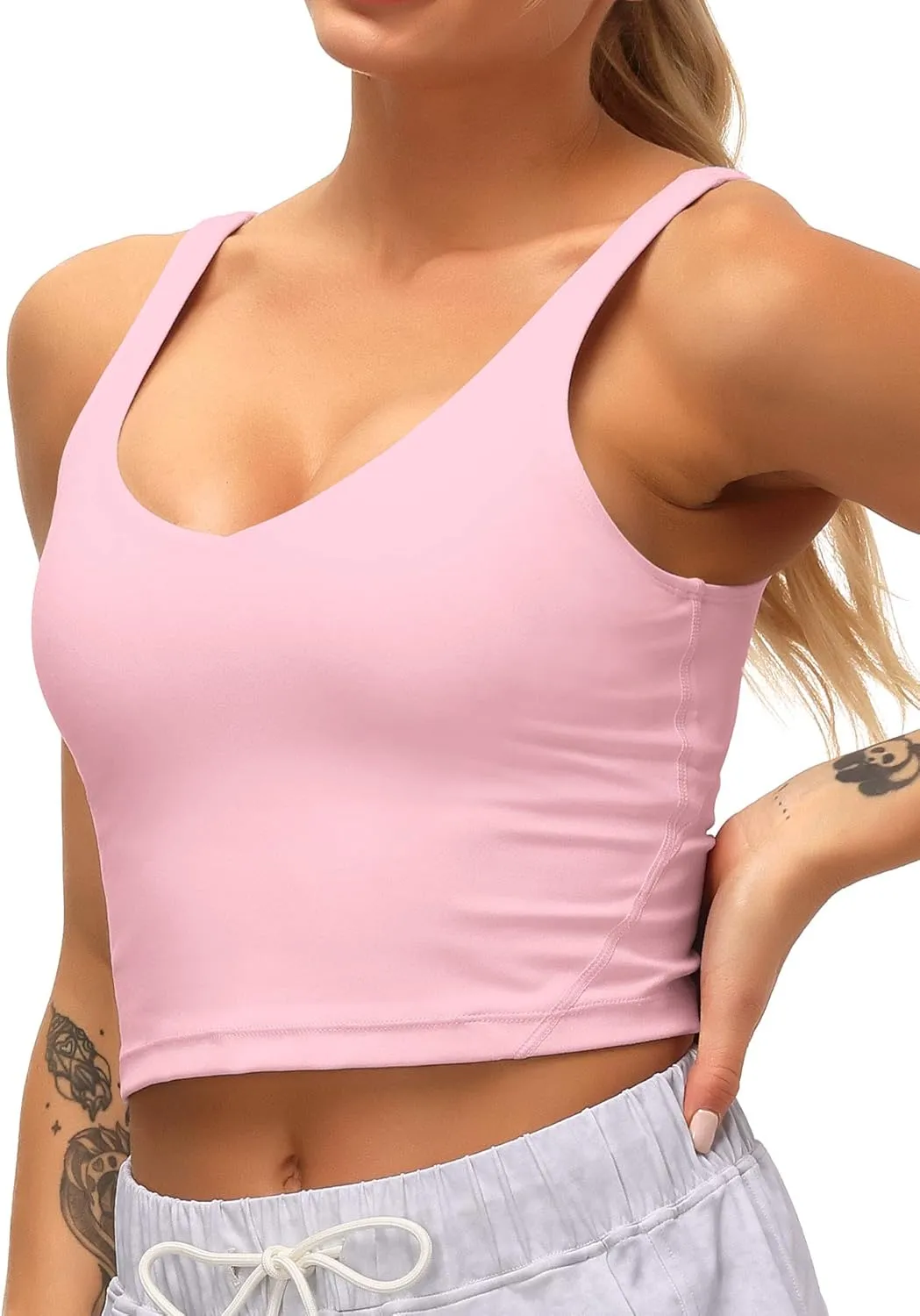 Dragon Fit Sports Bra for Women Longline Padded Bra Yoga Crop Tank Tops Fitness Workout Running Top